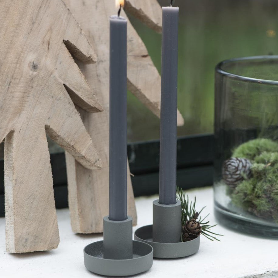Kerzenhalter mini für Stabkerze staubig grün - Ib Laursen