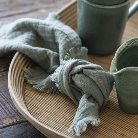 Stoffserviette doppelt gewebt dusty chalk green - Ib Laursen