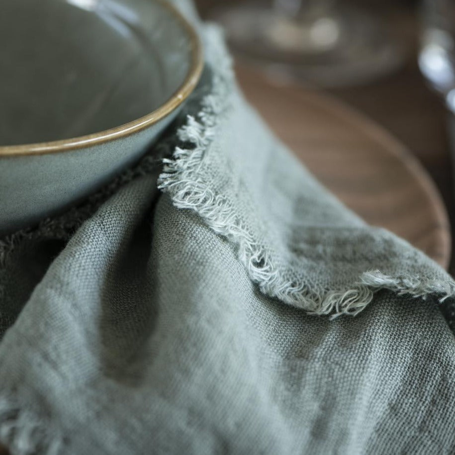 Stoffserviette doppelt gewebt dusty chalk green - Ib Laursen