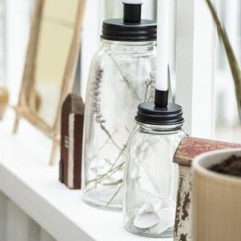 Kerzenhalter für dünne Kerzen Metalldeckel schwarz- Ib Laursen