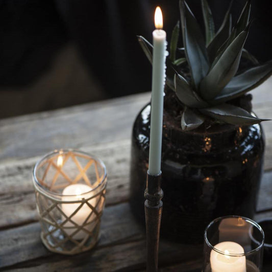 Dünne hohe Kerze graugrün 5 er Set- Ib Laursen