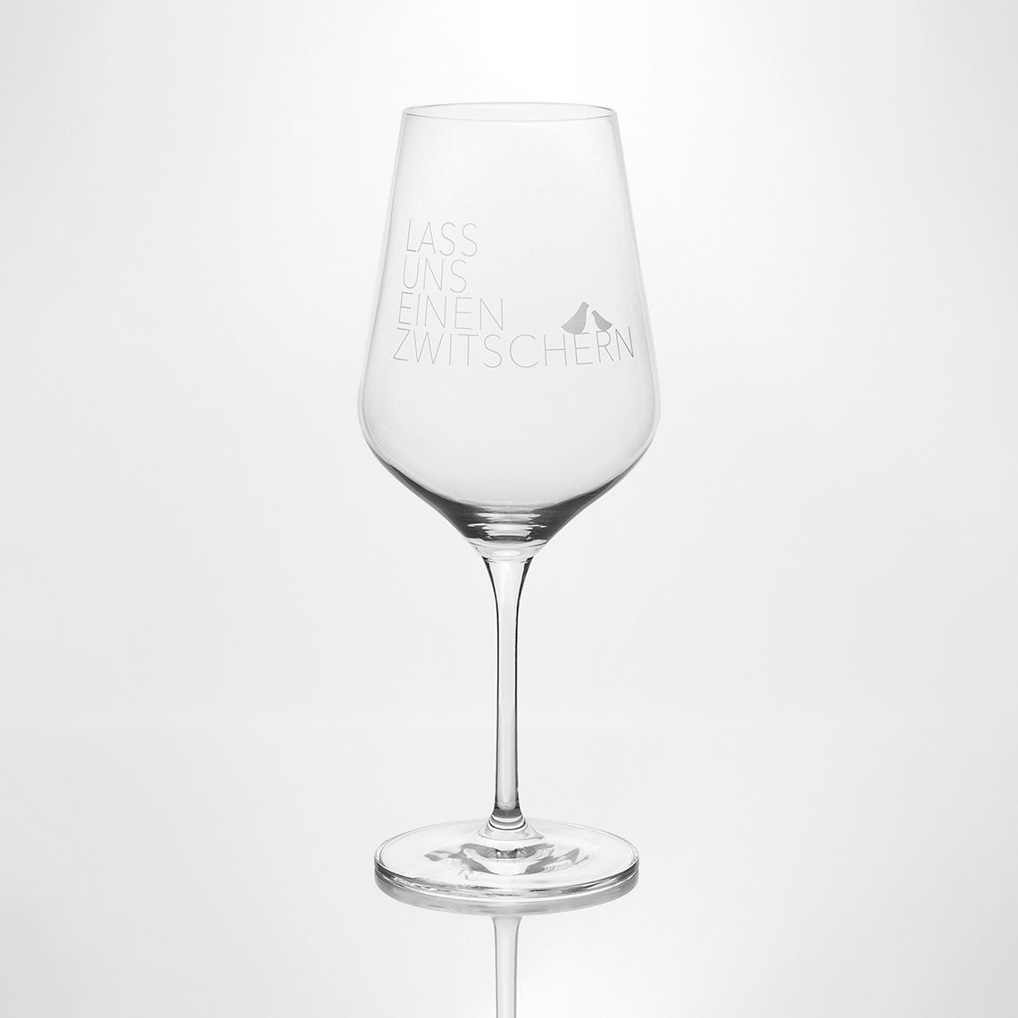 Weinglas "Lass uns einen zwitschern" - Räder