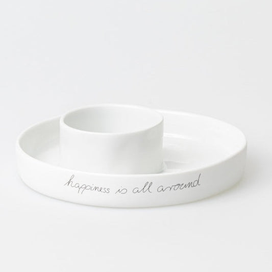 Schale Mittelpunkt "happiness is all around" - Räder