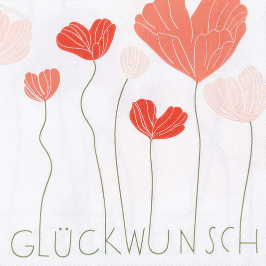 Cocktailservietten "Glückwunsch Herzblüten" - Räder