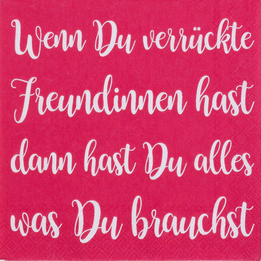 Cocktailservietten pink "Verrückte Freundinnen" - Räder