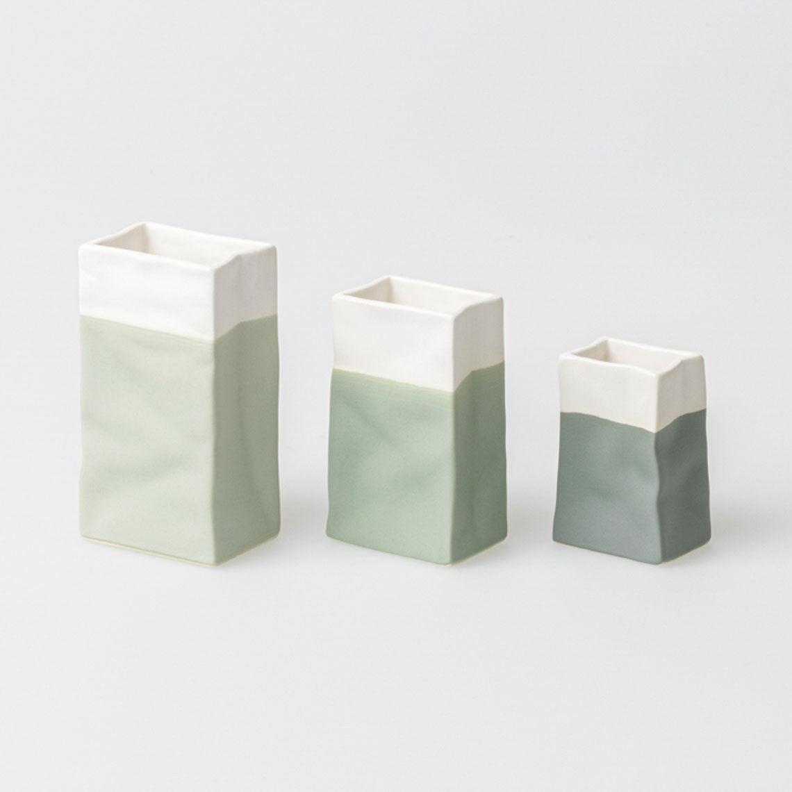 Vase Mini Porzellantüte "Set aus 3" grün -  Räder