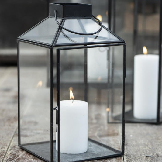 Laterne Norr klein schwarz mit schrägem Glastop - Ib Laursen