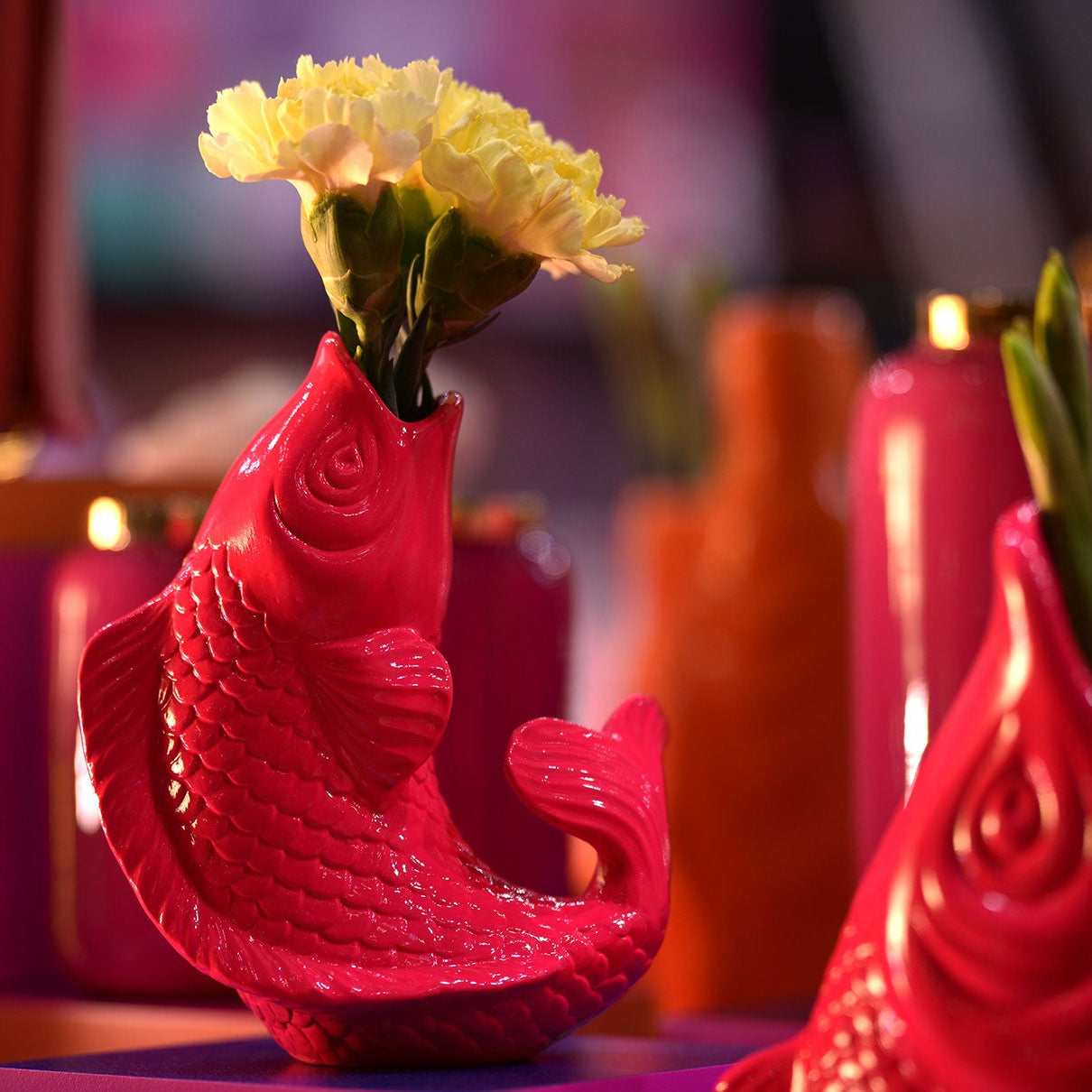 Mamsell Koi Fisch Vase neon pink groß - Giftcompany