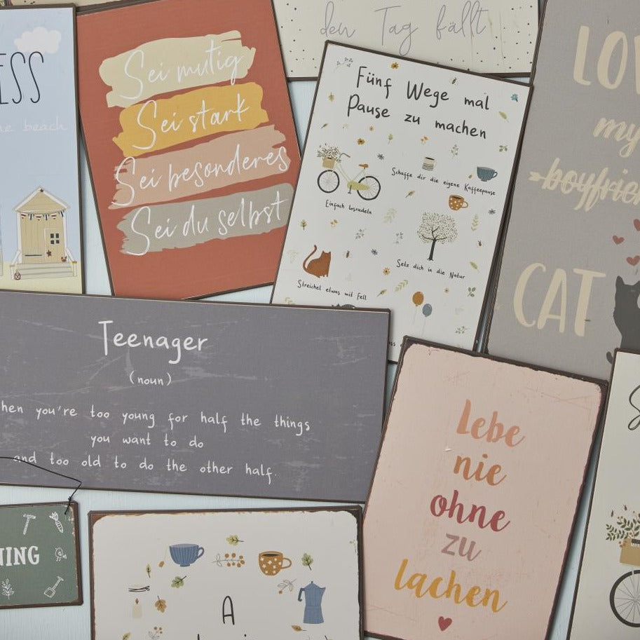 Metallschild "Lebe nie ohne zu lachen" - Ib Laursen