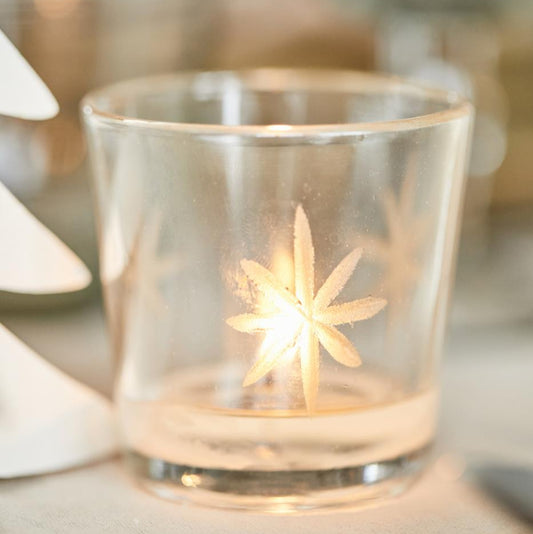 Kerzenhalter Glas für Teelicht mit eingravierten Sternen - Ib Laursen