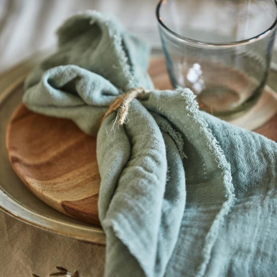 Stoffserviette doppelt gewebt dusty chalk green - Ib Laursen