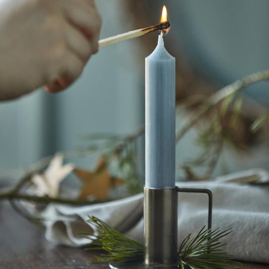 Stabkerze hellgrau rustikal 5er Set - Ib Laursen