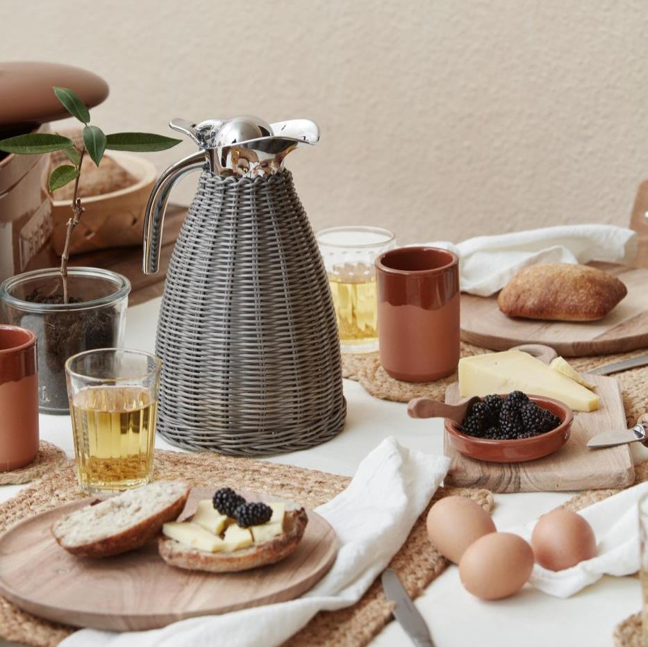 Thermoskanne grau Polyrattangeflecht - Ib Laursen