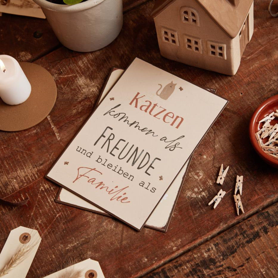 Metallschild "Katzen kommen als Freunde" - Ib Laursen
