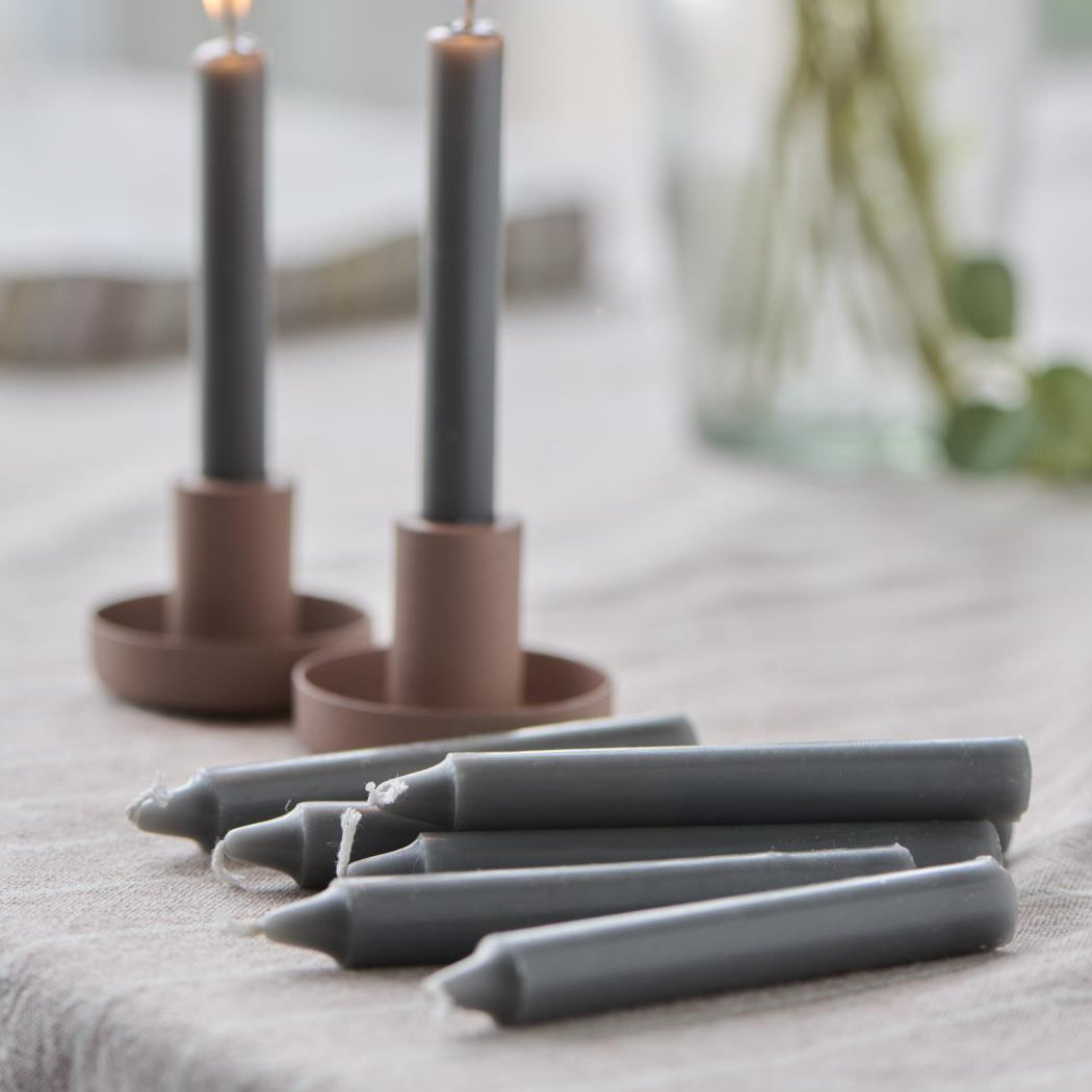 Dünne Kerzen 10 Stück dunkelgrau - Ib Laursen