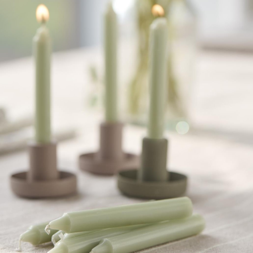 Kerzenhalter mini für Stabkerze staubig grün - Ib Laursen
