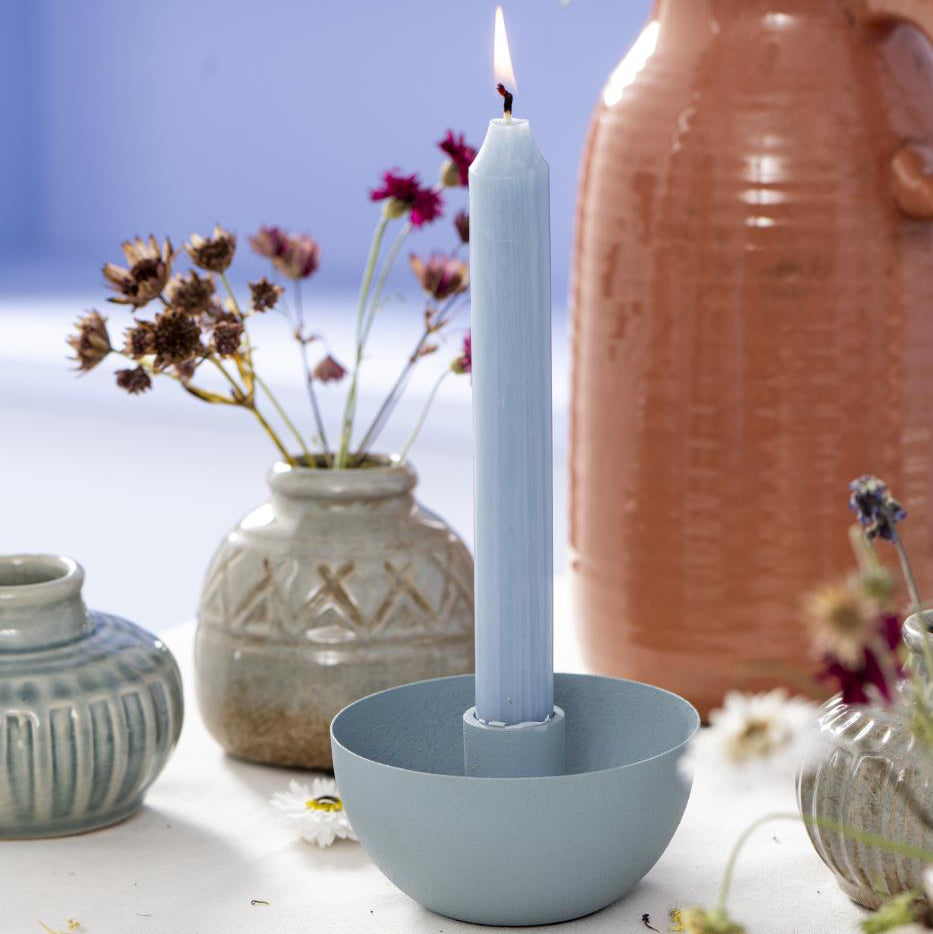 Kerzenhalter für Stabkerze schüsselförmig blau - Ib Laursen