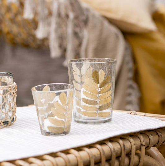 Kerzenhalter für Teelicht mit Blätter im Glas mundgeblasen - Ib Laursen