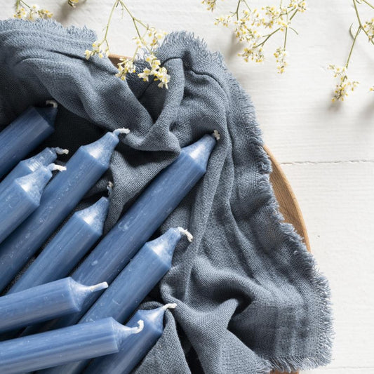 Stabkerze staubig blau rustikal 5er Set - Ib Laursen