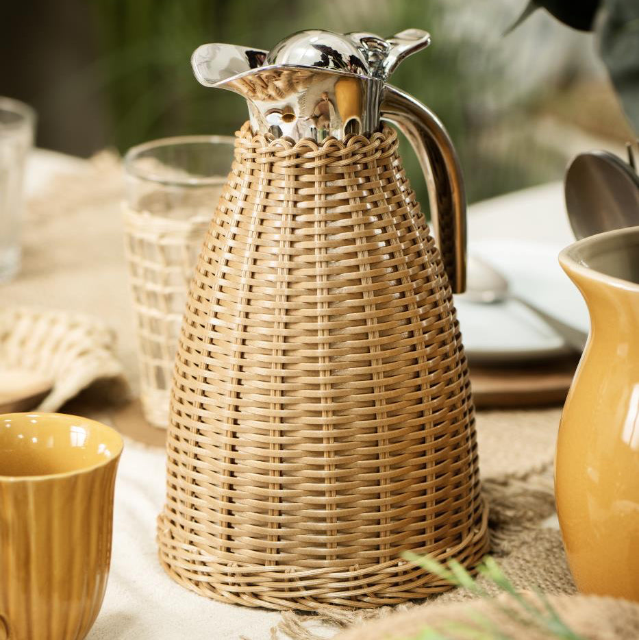 Thermoskanne braun Polyrattangeflecht - Ib Laursen