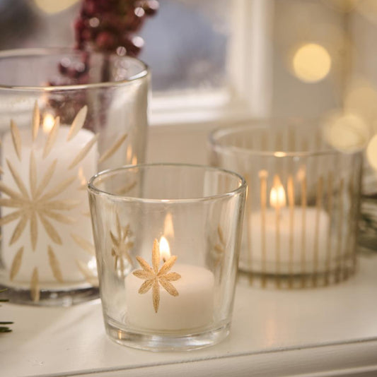 Kerzenhalter Glas für Teelicht mit eingravierten Sternen - Ib Laursen