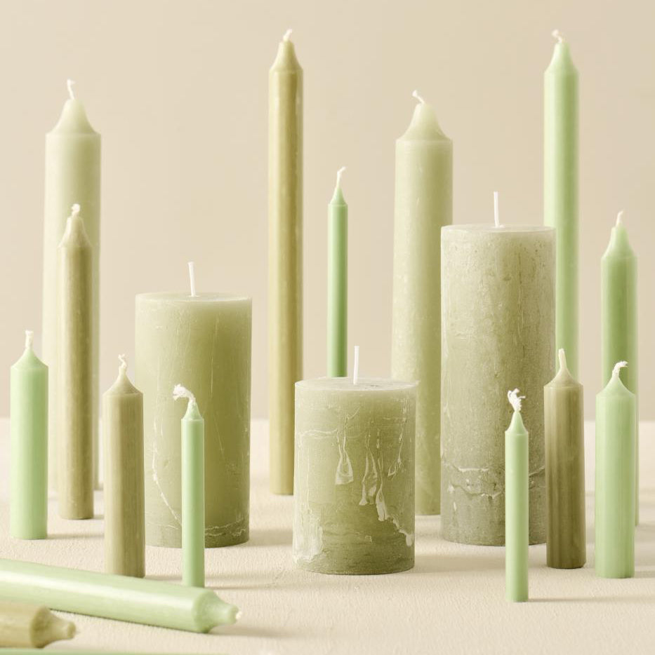 Stabkerze green tea rustikal 5er Set Ø:2,2 - Ib Laursen