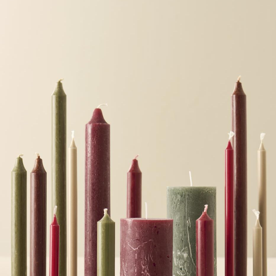 Stabkerze waldgrün rustikal Ø:2,2 - Ib Laursen