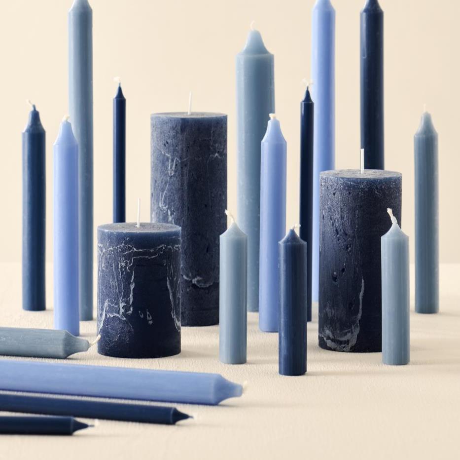 Stabkerze hellgrau rustikal 5er Set - Ib Laursen