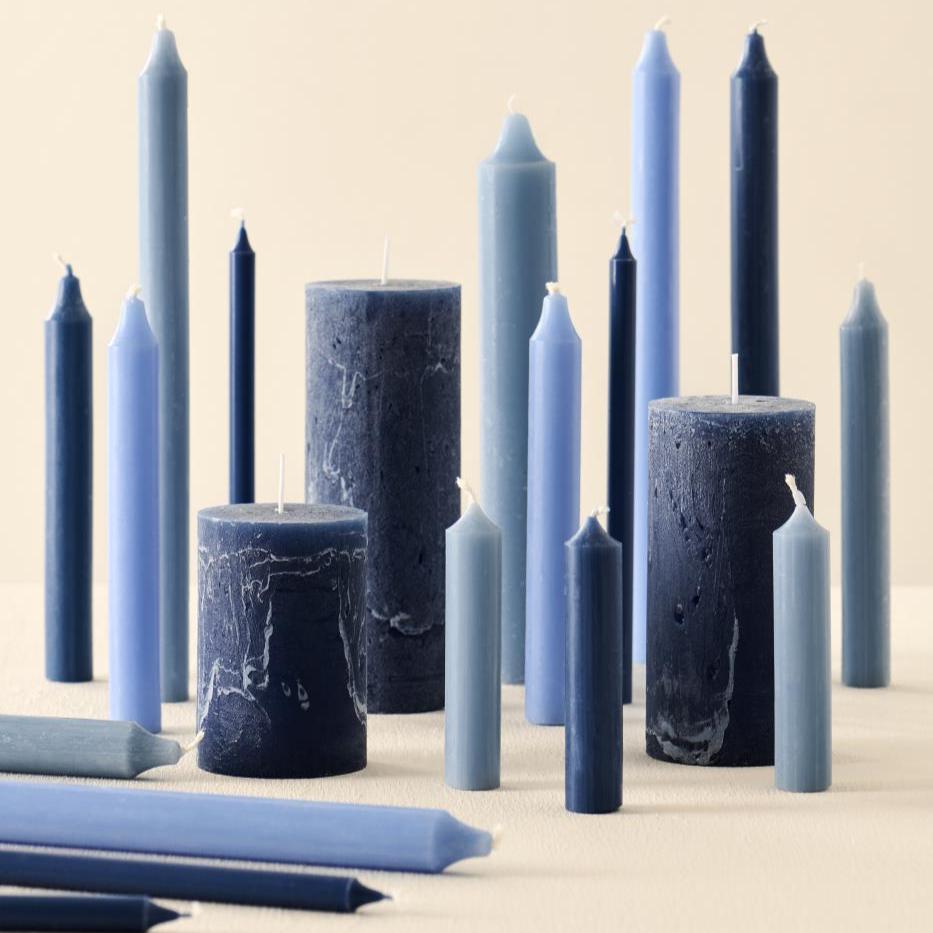 Stabkerze hellblau rustikal 5er Set - Ib Laursen