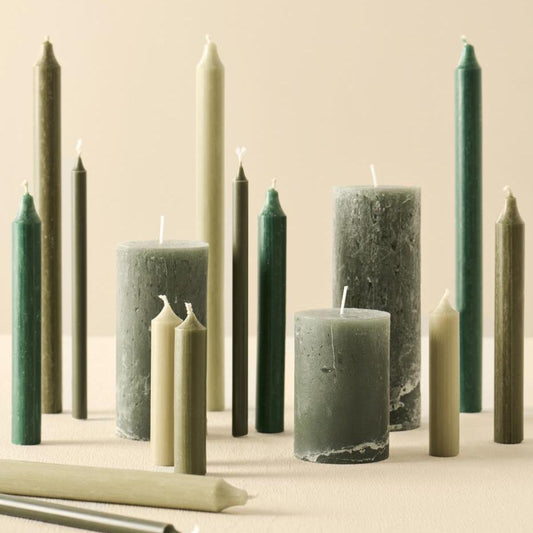 Stabkerze staubig grün rustikal 5er Set - Ib Laursen