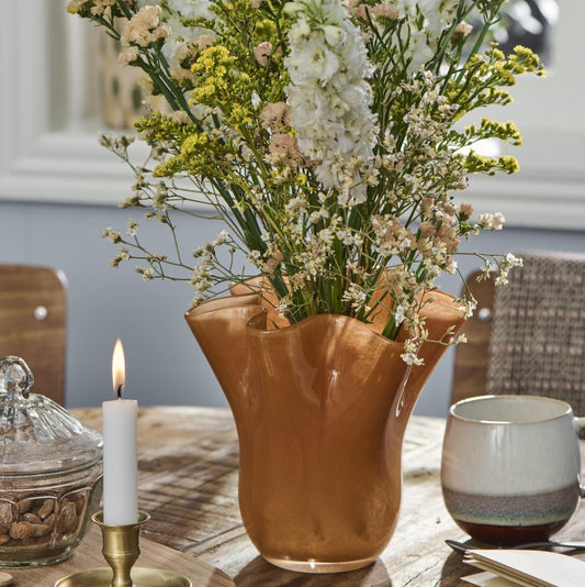 Vase Glas gefalteter Rand UNIKA - Ib Laursen