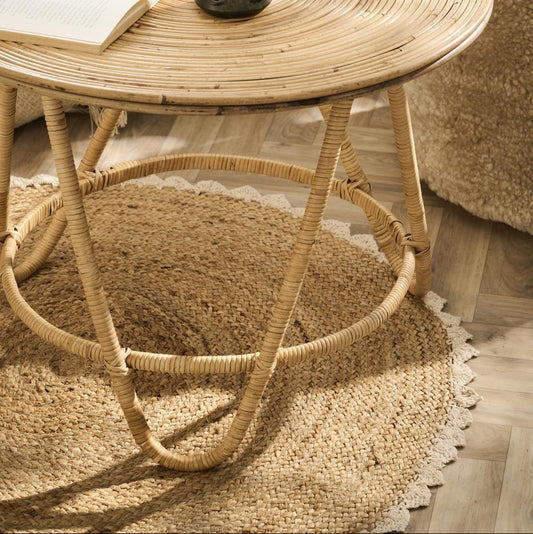 Jutematte mit gehäkelter Kante rund - Ib Laursen