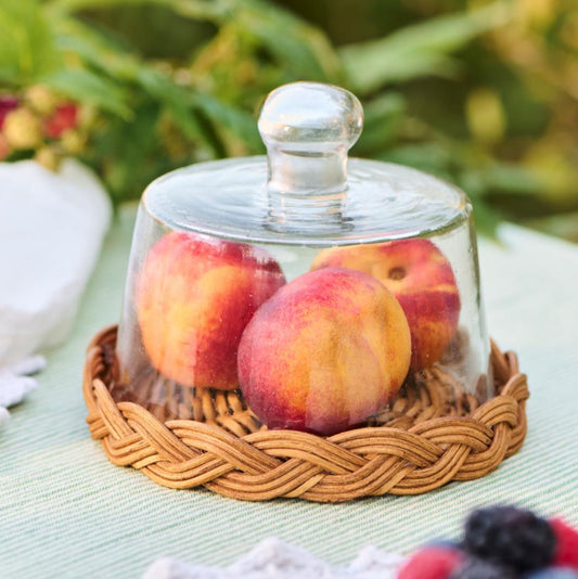 Glasglocke mit Rattanboden mundgeblasen - Ib Laursen