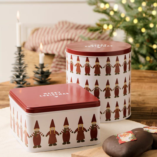 Gebäckdosen-SET mit Weihnachtsmotiven &  Wichtelpärchen Viereckig - Ib Laursen