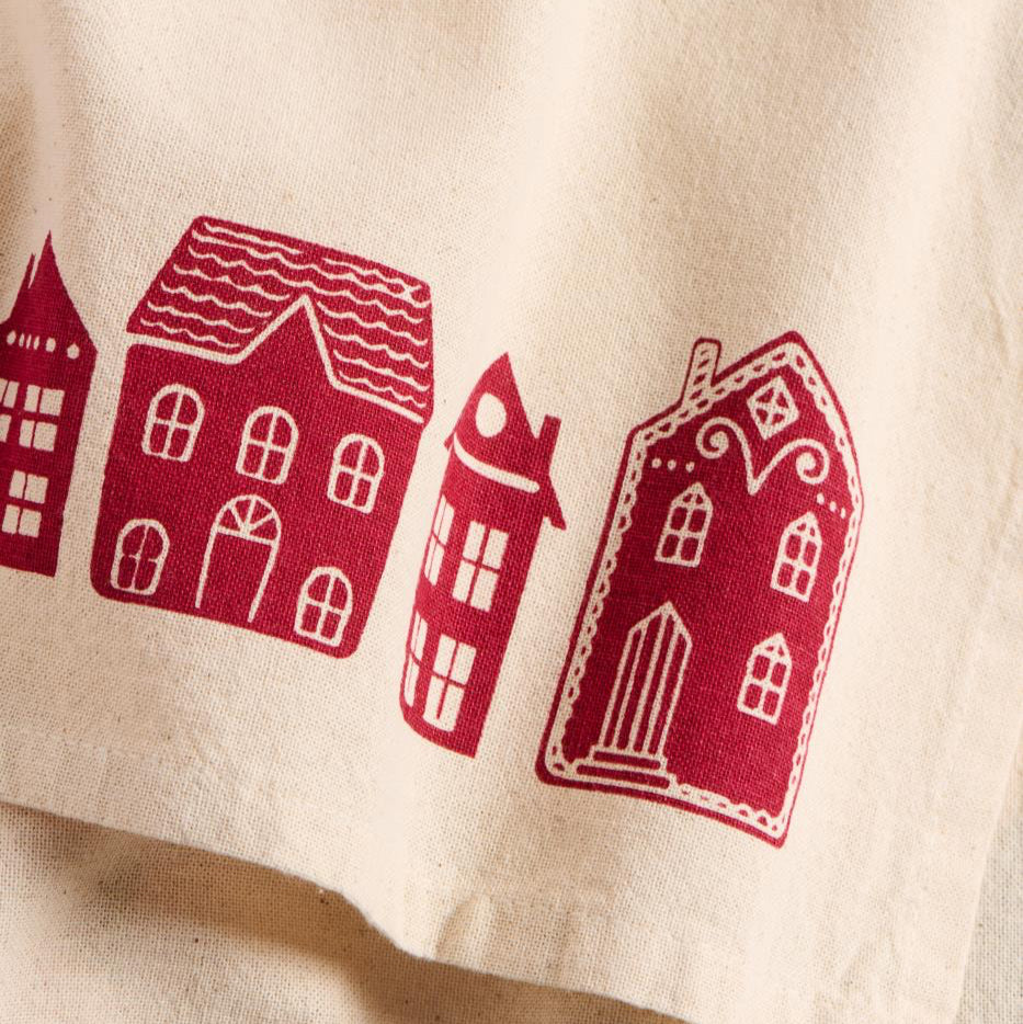 Geschirrtuch Sally natur mit roten Häusern - Ib Laursen