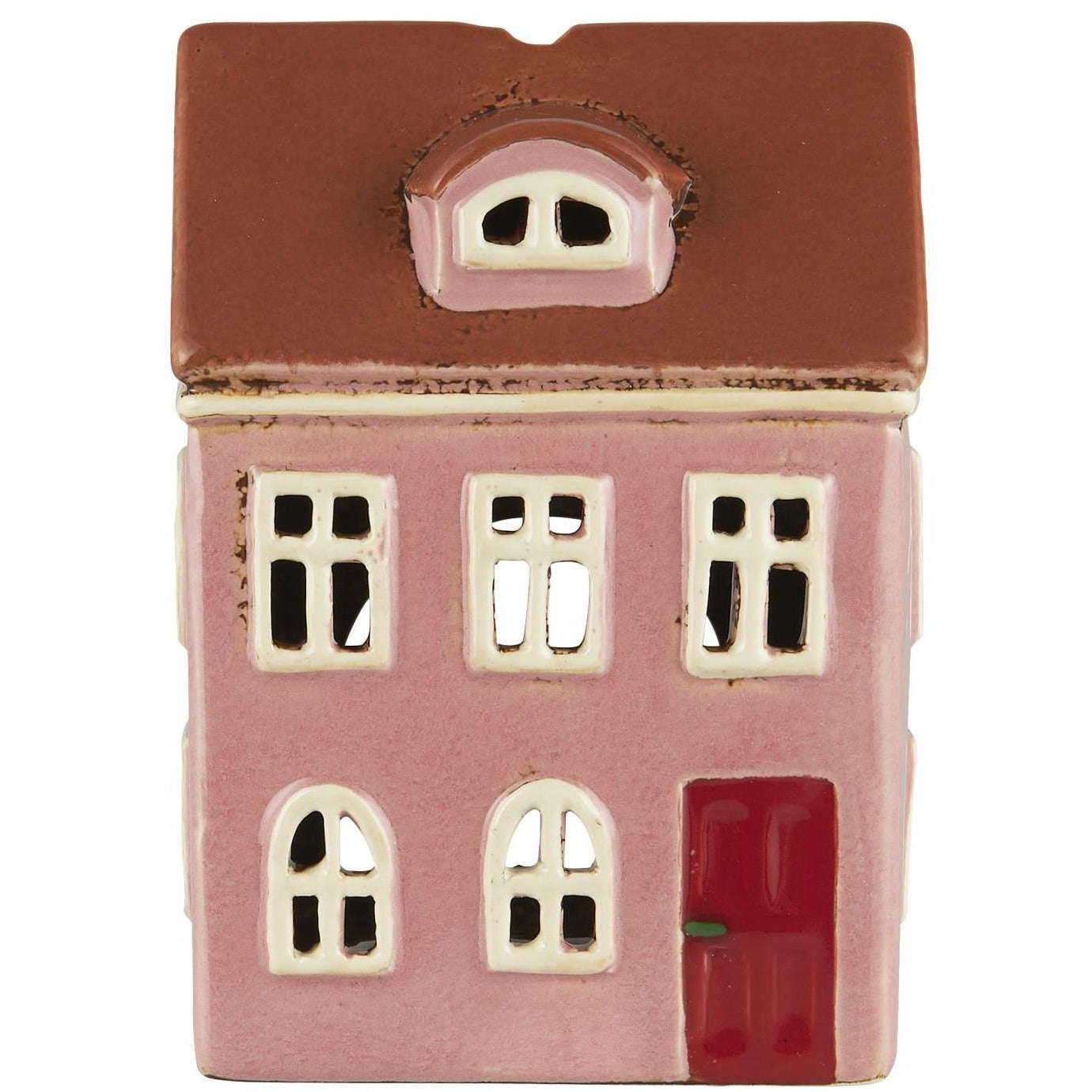 Haus für Teelicht Nyhavn gerundetes Dachfenster rote Tür - Ib Laursen