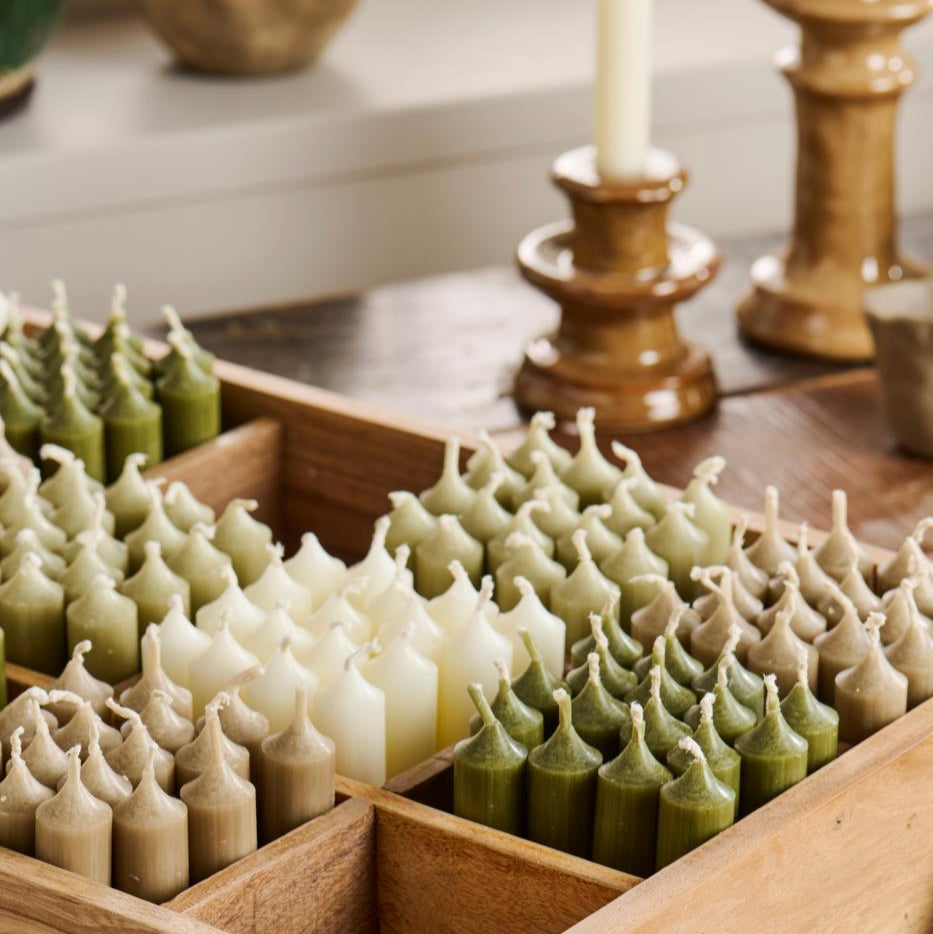 Stabkerze green tea rustikal 5er Set Ø:2,2 - Ib Laursen