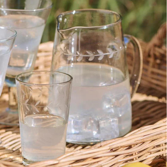 Glaskanne & 2 Trinkgläser mit Blattkante - Ib Laursen