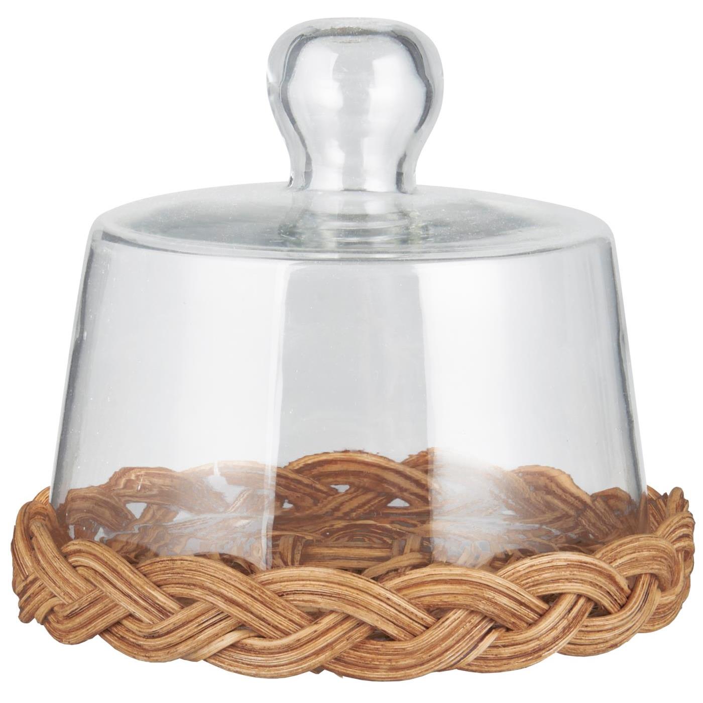 Glasglocke mit Rattanboden mundgeblasen - Ib Laursen