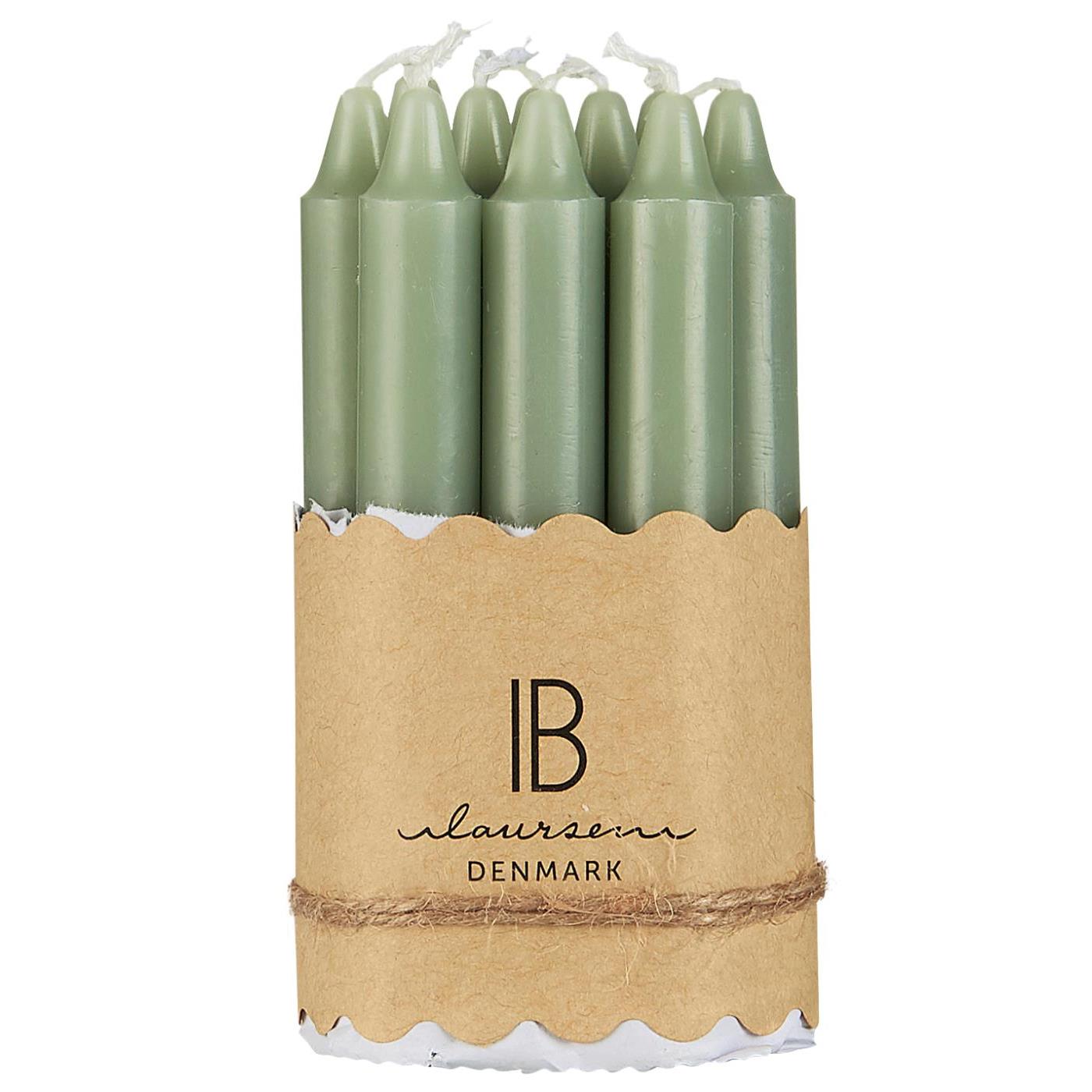Dünne Kerzen 10 Stück staubig grün - Ib Laursen