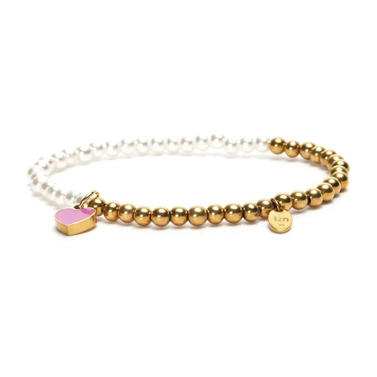 LizzyMae Armband stainless steel - Gold/Weiß mit Herz - Lot83