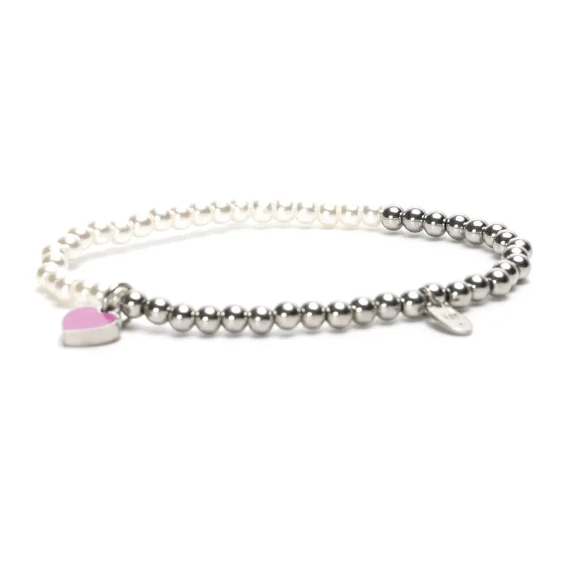 LizzyMae Armband stainless steel - Silber/Weiß mit Herz - Lot83