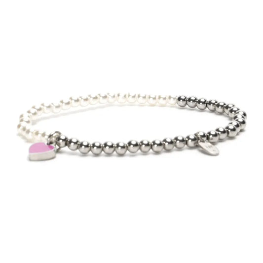LizzyMae Armband stainless steel - Silber/Weiß mit Herz - Lot83
