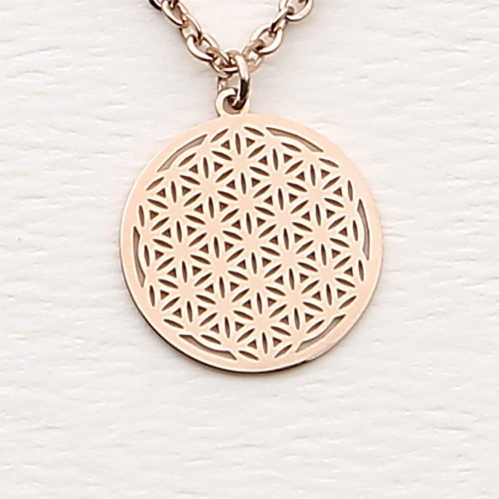 Halskette - Blume des Lebens rosévergoldet