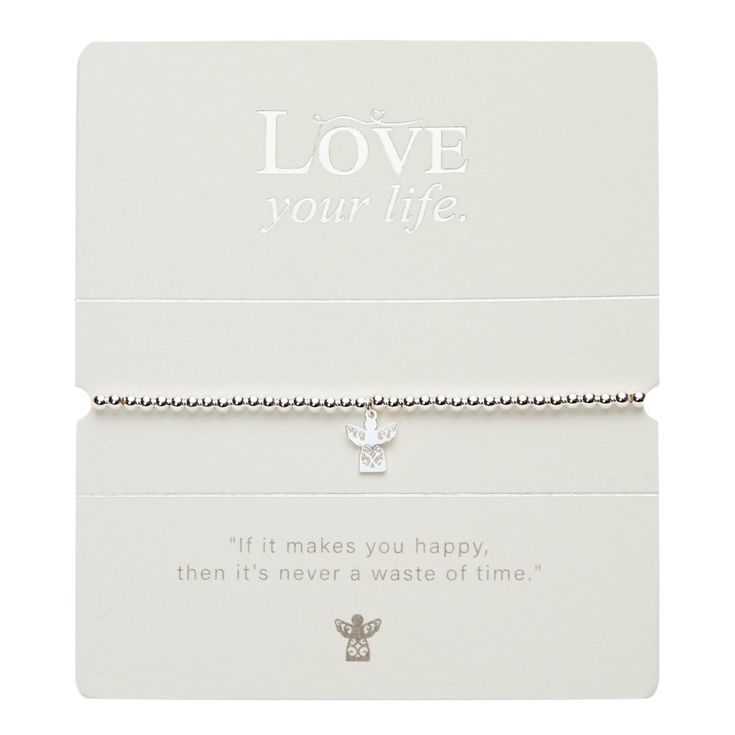 Kugelarmband - "Love your life" - versilbert - Engel