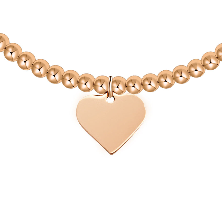 Kugelarmband - "Love your life" - rosévergoldet - Herz