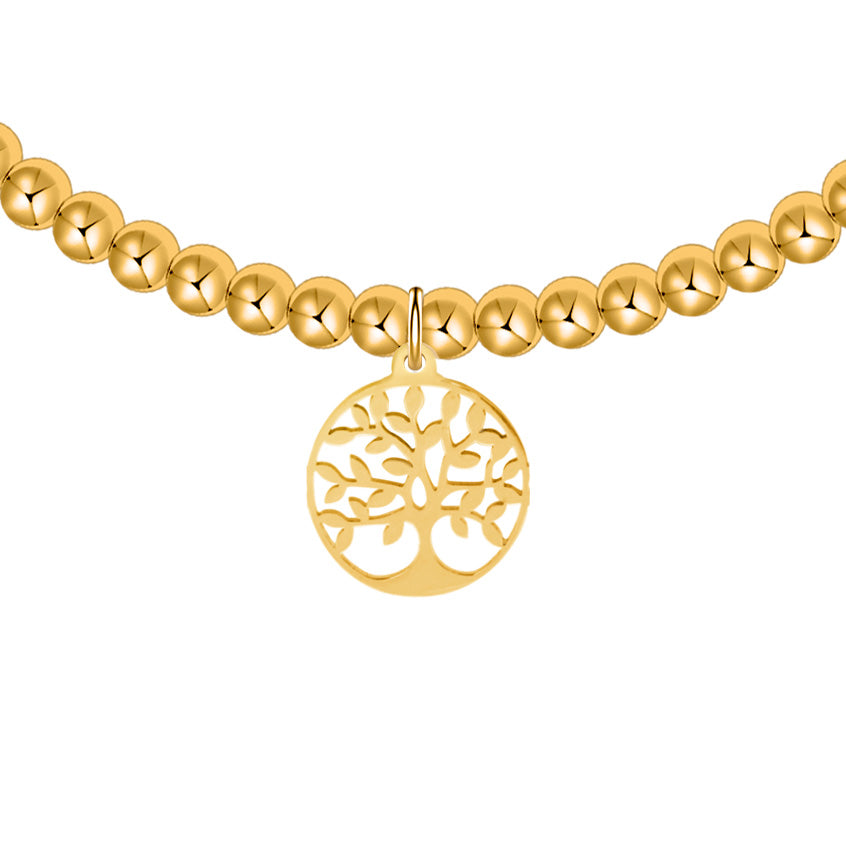 Kugelarmband - "Love your life" - vergoldet - Baum des Lebens
