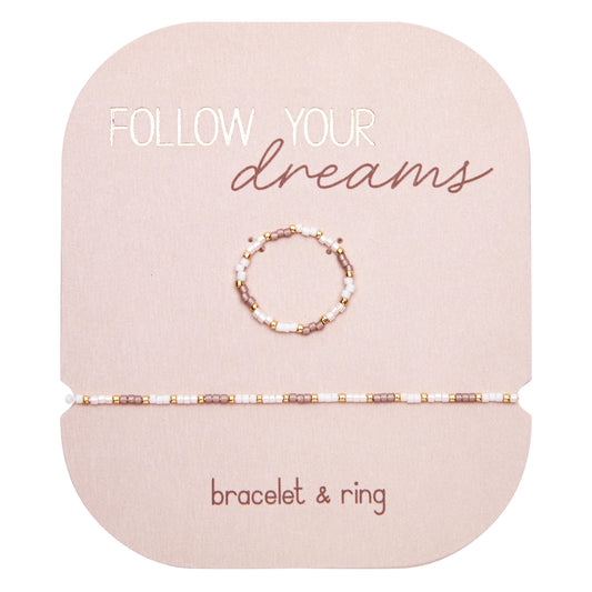 Geschenkset Armband & Ring "Follow your Dreams" - Miyuki-Perlen