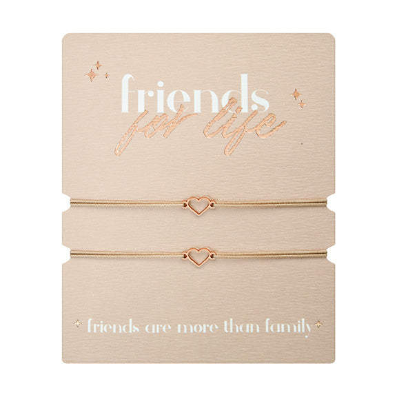 Armband - "friends for life" - rosévergoldet - Herz