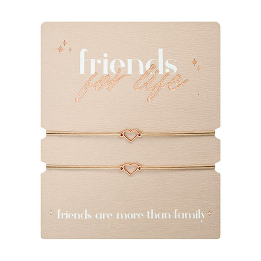 Armband - "friends for life" - rosévergoldet - Herz